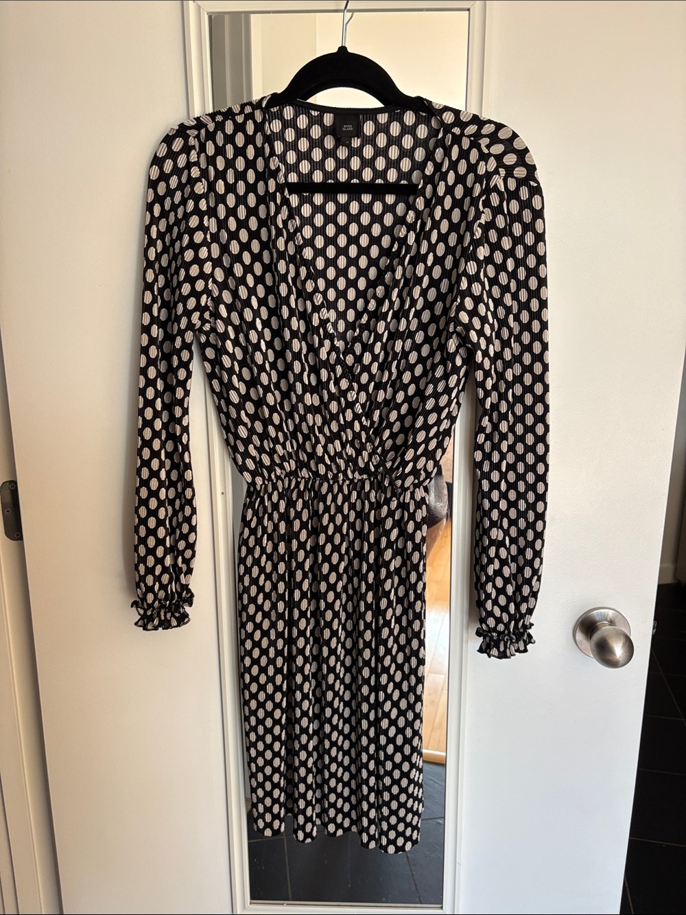 River Island Black and White Polka Dot Long Sleeve Dress